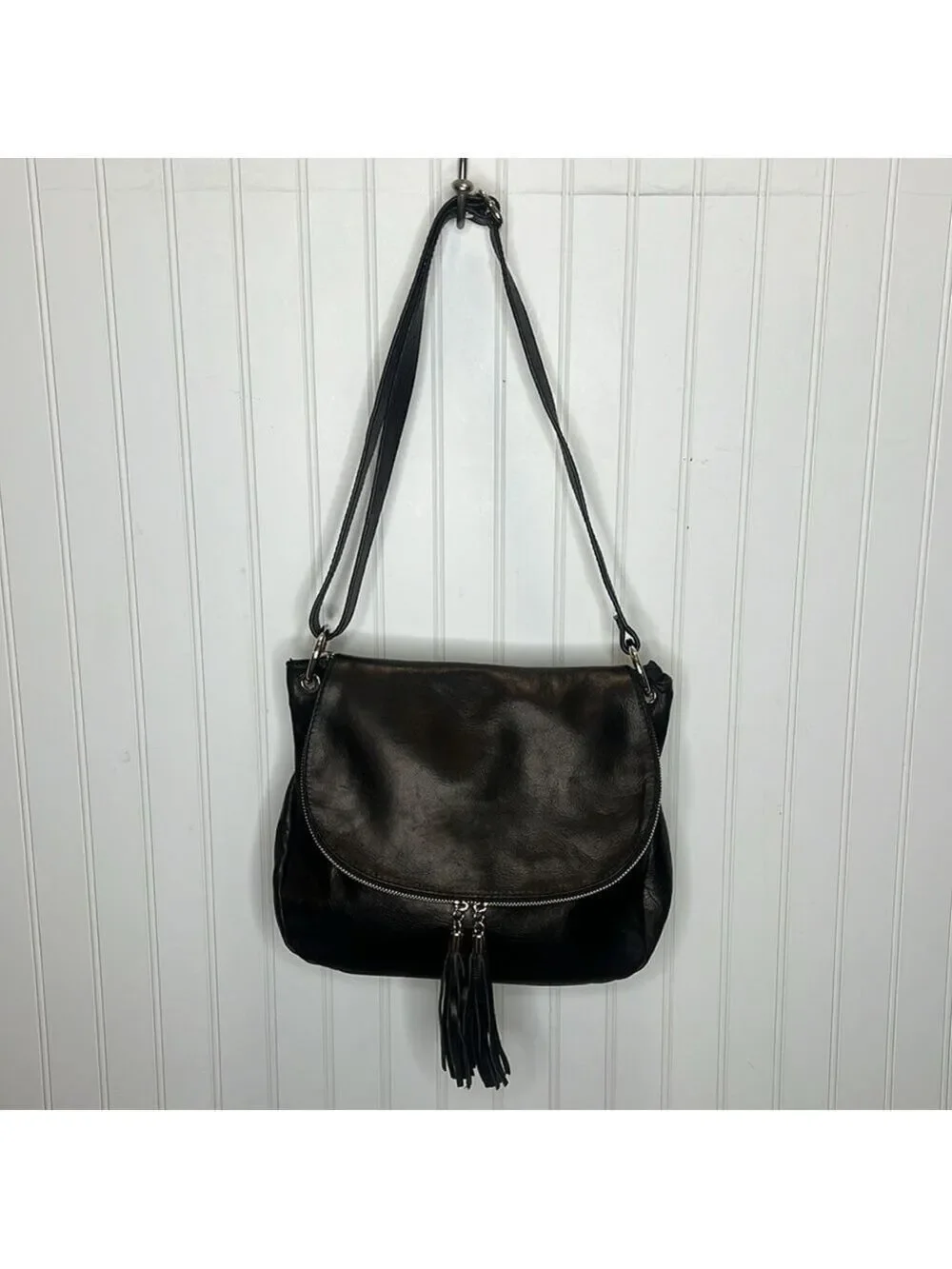 - Mila Blue Leather Saddle Bag
